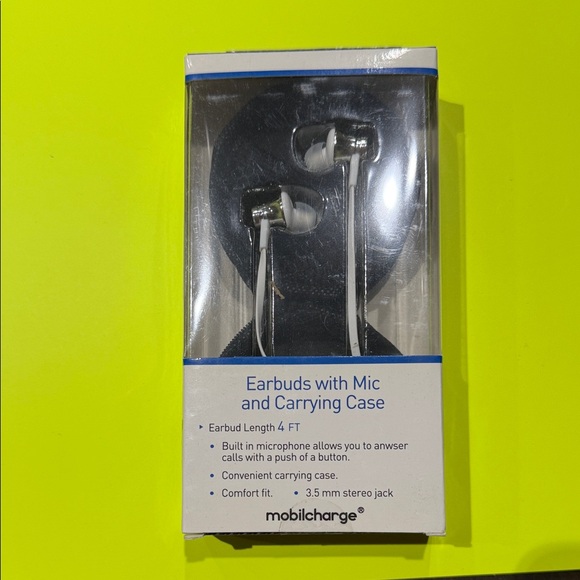 Silver and Black Earbuds with Mic - Picture 1 of 2